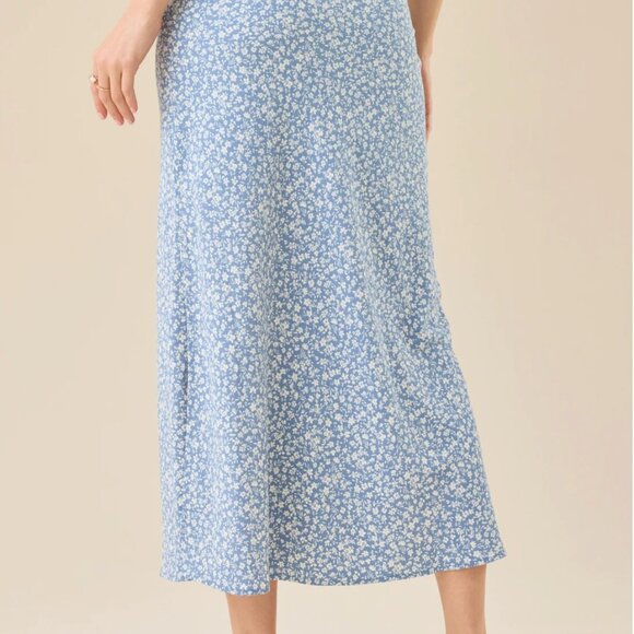Altar'd State Amora Floral Midi Skirt, Dusty Blue - Picture 6 of 6